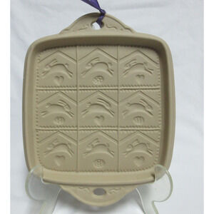VTG 1993 Square Brown Bag Cookie Art Shortbread Mold leaping rabbits RecipeBook